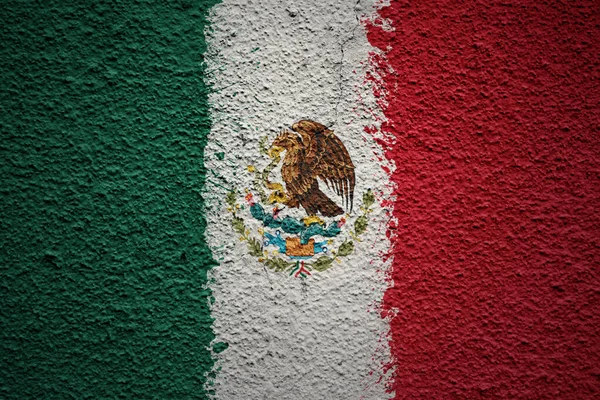 Colorido Pintado Gran Bandera Nacional México Una Pared Agrietada Viejo — Foto de Stock