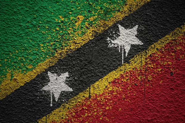 Colorful Painted Big National Flag Saint Kitts Nevis Massive Old — Stock Photo, Image