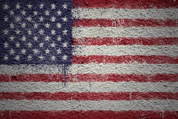 Colorida Bandera Nacional Grande Pintada Estados Unidos América Una Pared — Foto de Stock