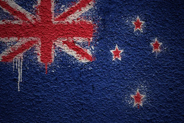 Színes Festett Nagy Nemzeti Zászló Zéland Egy Masszív Régi Repedt — Stock Fotó