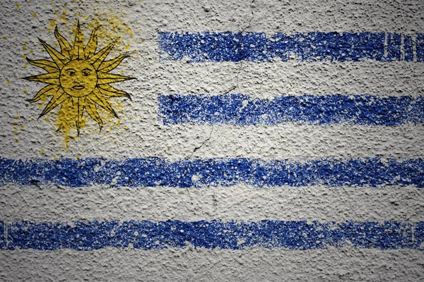 Colorido Pintado Gran Bandera Nacional Uruguay Una Pared Agrietada Viejo —  Fotos de Stock