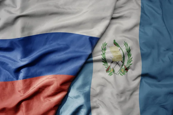 Nagy Hullámzó Reális Nemzeti Színes Zászló Oroszország Nemzeti Zászló Guatemala — Stock Fotó