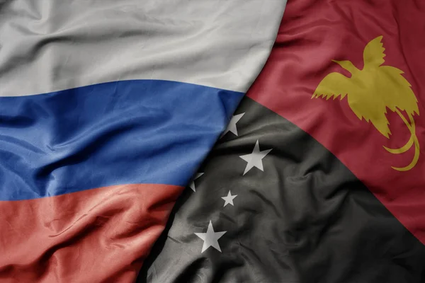 Rusya Nın Büyük Gerçekçi Ulusal Bayrağı Papua Yeni Gine Nin — Stok fotoğraf
