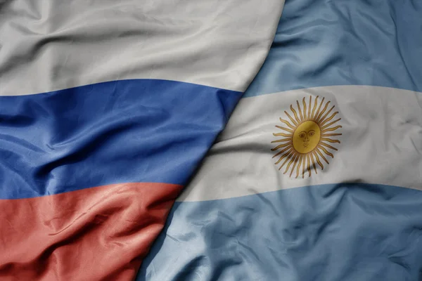 Big Waving Realistic National Colorful Flag Russia National Flag Argentina — Stock Photo, Image