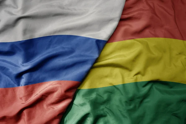Big Waving Realistic National Colorful Flag Russia National Flag Bolivia — Stock Photo, Image