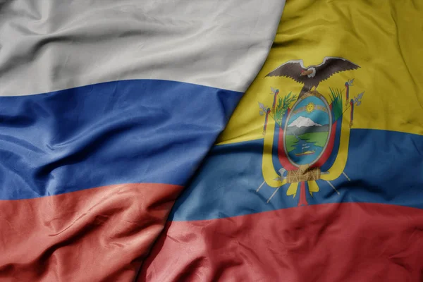 Gran Ondeando Bandera Colorida Nacional Realista Rusia Bandera Nacional Ecuador —  Fotos de Stock