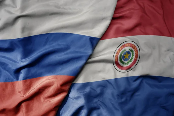 Gran Ondeando Bandera Colorida Nacional Realista Rusia Bandera Nacional Paraguay — Foto de Stock