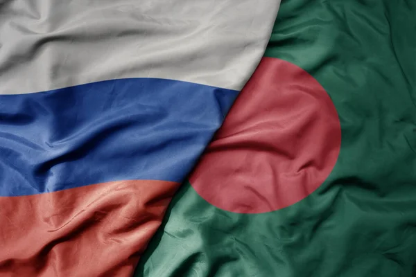 Gran Ondeando Bandera Colorida Nacional Realista Rusia Bandera Nacional Bangladesh — Foto de Stock