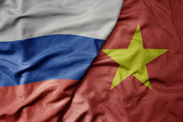 Великий Махаючий Реалістичний Національний Барвистий Прапор Росії Національний Прапор Єтнаму — стокове фото