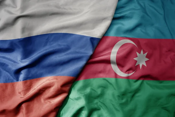 Gran Ondeando Bandera Colorida Nacional Realista Rusia Bandera Nacional Azerbaiyán — Foto de Stock
