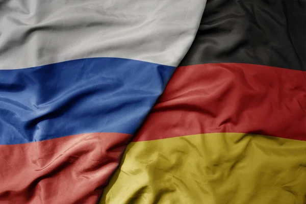 Big Waving Realistic National Colorful Flag Russia National Flag Germany — Stock Photo, Image