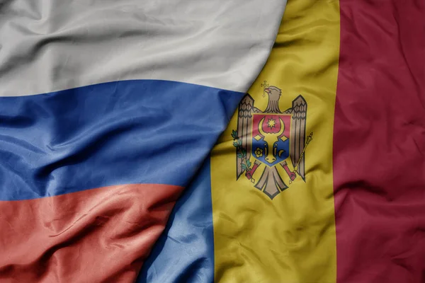 Gran Ondeando Bandera Colorida Nacional Realista Rusia Bandera Nacional Moldavia —  Fotos de Stock
