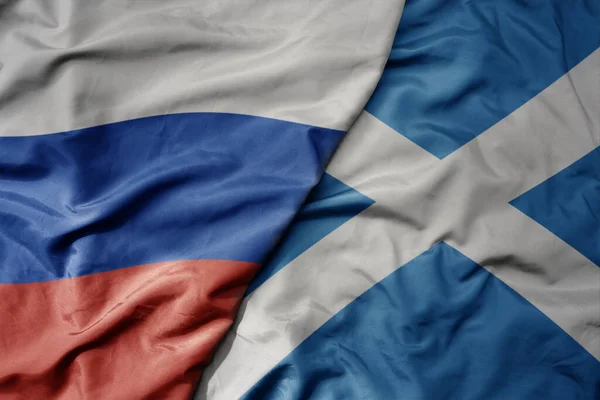 Big Waving Realistic National Colorful Flag Russia National Flag Scotland — Stock Photo, Image