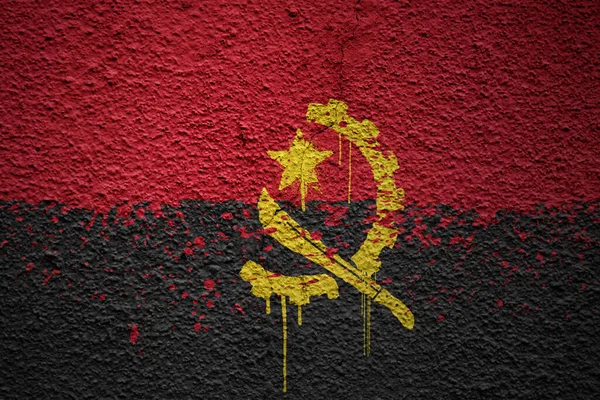 Colorful Painted Big National Flag Angola Massive Old Cracked Wall — Stock Photo, Image