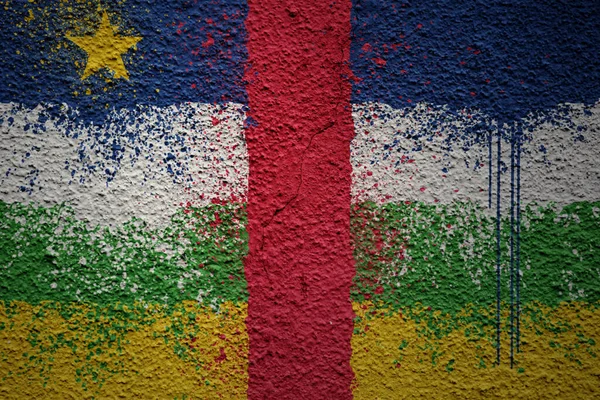 Kleurrijke Geschilderde Grote Nationale Vlag Van Centraal Afrikaanse Republiek Een — Stockfoto