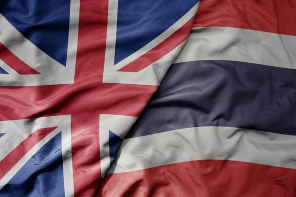 Velká Vlnící Národní Barevná Vlajka Velké Británie Národní Vlajky Thajska — Stock fotografie