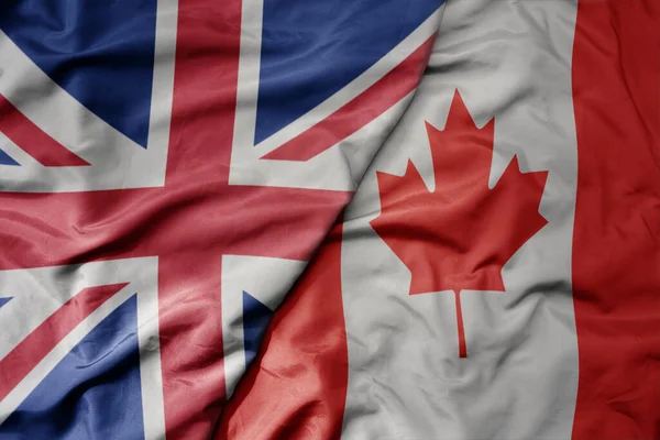Duży Machający Narodowy Kolorowy Sztandar Duży Brytyjski Narodowy Flaga Kanada — Zdjęcie stockowe