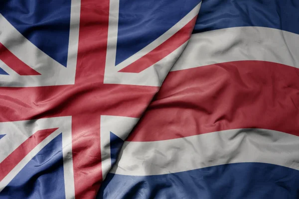 Grande Acenando Bandeira Colorida Nacional Grande Britânico Bandeira Nacional Costa — Fotografia de Stock