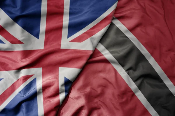 Velká Vlnící Národní Barevné Vlajky Velké Británie Národní Vlajky Trinidad — Stock fotografie