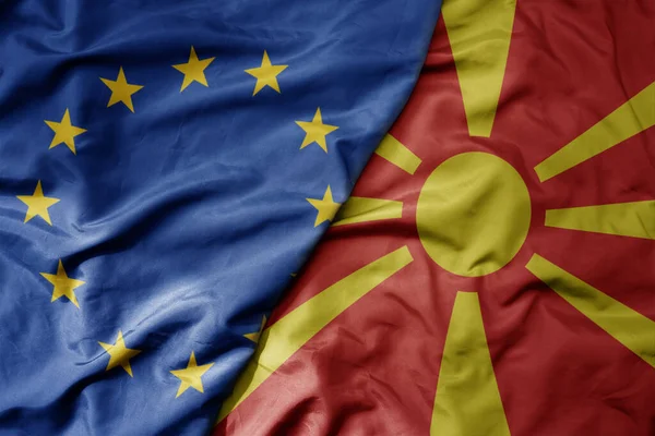 Великий Махаючий Реалістичний Національний Барвистий Прапор Європейського Союзу Національний Прапор — стокове фото