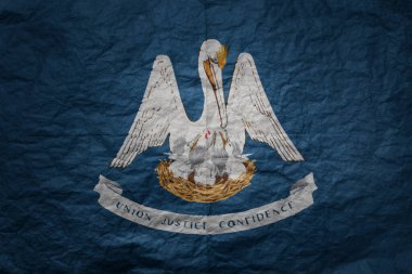 Louisiana eyaletinin rengarenk bayrağı eski kağıt desen arka planında