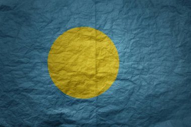 Palau 'nun rengarenk büyük ulusal bayrağı eski kağıt desen arka planında