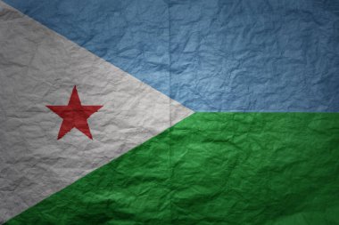 Djibouti 'nin rengarenk büyük ulusal bayrağı eski kağıt doku arka planında