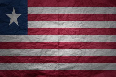 Liberya 'nın renkli büyük ulusal bayrağı eski bir kağıt doku arkaplanında