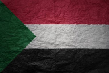 Sudan 'ın rengarenk büyük ulusal bayrağı eski kağıt desen arka planda