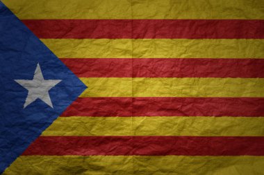 grunge eski kağıt dokusu arka planında büyük bir katalonya bayrağı