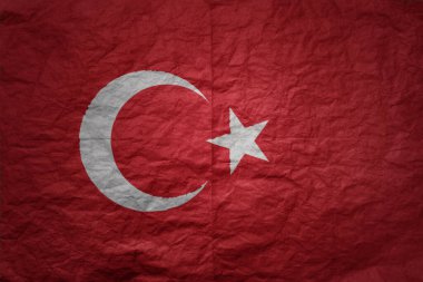 Eski kağıt desenli arka planda, renkli, büyük bir hindi bayrağı.