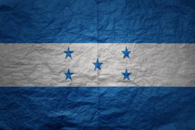 Grunge eski kağıt dokusu arka planında Honduras 'ın renkli büyük ulusal bayrağı