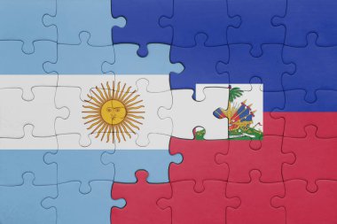 Haiti 'nin renkli ulusal bayrağı ve Arjantin bayrağı. konsept