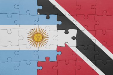 Trinidad, Tobago ve Arjantin bayrağının renkli ulusal bayrağıyla bulmaca. konsept