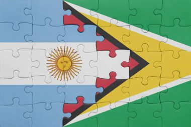 Guyana 'nın renkli ulusal bayrağı ve Arjantin bayrağı. konsept