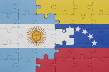 Venezuela 'nın renkli ulusal bayrağı ve Arjantin bayrağı. konsept