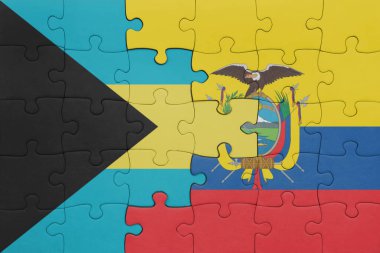Ekvador ve Bahama bayrağının renkli ulusal bayrağıyla bulmaca. konsept
