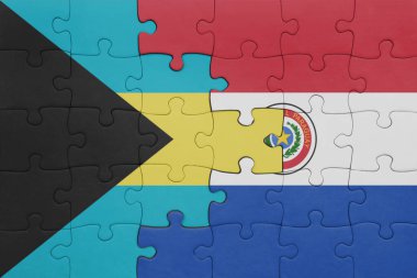 Paraguay 'ın renkli ulusal bayrağı ve Bahamalar' ın bayrağı. konsept