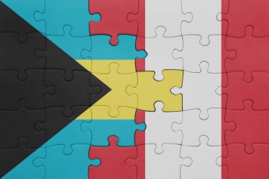 Peru 'nun renkli ulusal bayrağı ve Bahamalar bayrağıyla ilgili bulmacalar. konsept