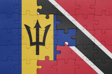 Trinidad, Tobago ve Barbados bayrağının renkli ulusal bayrağıyla bulmaca. konsept