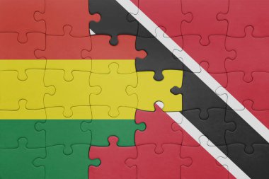 Trinidad, Tobago ve Bolivya bayrağının renkli ulusal bayrağıyla bulmaca. konsept