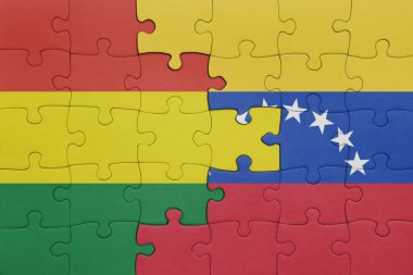 Venezuela 'nın renkli ulusal bayrağı ve Bolivya bayrağı. konsept