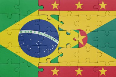 Grenada bayrağı ve Brezilya bayrağının rengarenk yapbozu. konsept