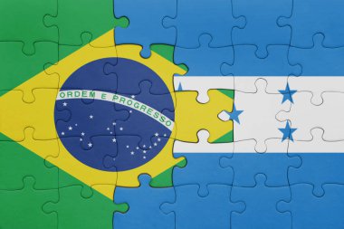 Honduras 'ın renkli ulusal bayrağı ve Brezilya bayrağı. konsept