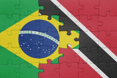 Trinidad, Tobago ve Brezilya bayrağının renkli ulusal bayrağıyla bulmaca. konsept
