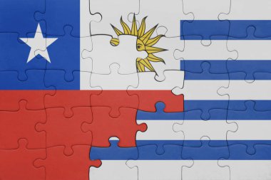 Uruguay 'ın renkli ulusal bayrağı ve Arjantin bayrağı. konsept