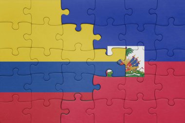 Haiti 'nin renkli ulusal bayrağı ve Kolombiya bayrağı. konsept