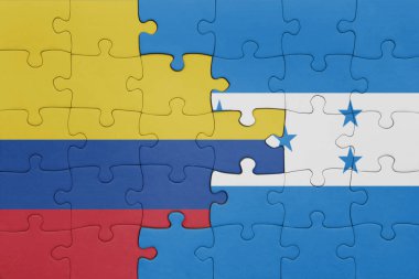 Honduras 'ın renkli ulusal bayrağı ve Kolombiya bayrağı. konsept