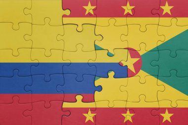 Renkli ulusal bomba bayrağı ve Kolombiya bayrağı bulmacası. konsept