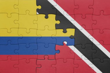 Trinidad, Tobago ve Kolombiya bayrağının renkli ulusal bayrağıyla bulmaca. konsept